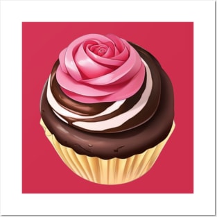 Rose and Chocolate Cupcake Posters and Art